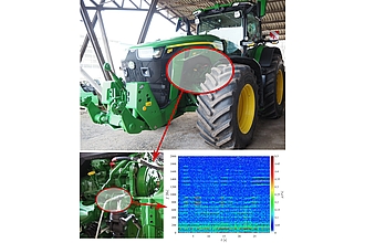 Landwirtschaftliches Nutzfahrzeug einschließlich Messaufbau und Schwingungssignal